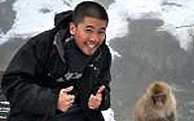 Kiet with a snow monkey